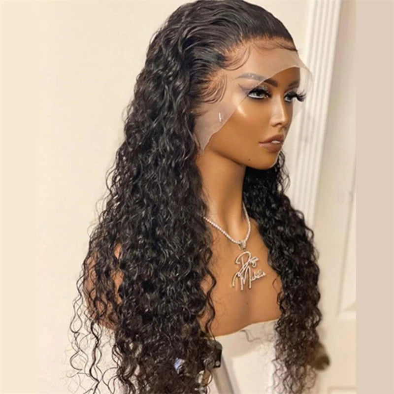 Soft 26"Long Black Preplucked 180Density Glueless Kinky Curly 13*4*1 Lace Front Wig For Black Women BabyHair Daily Synthetic Wig