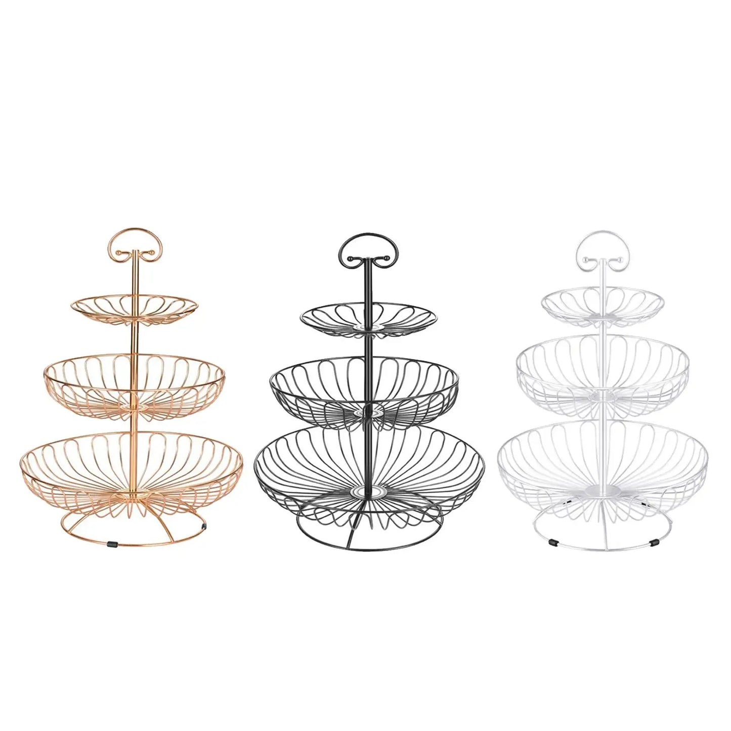 Metal Wire 3 Layer Storage Basket Fruit Bowl Detachable Metal Cake Stand Decorative Dessert Holder Organizer