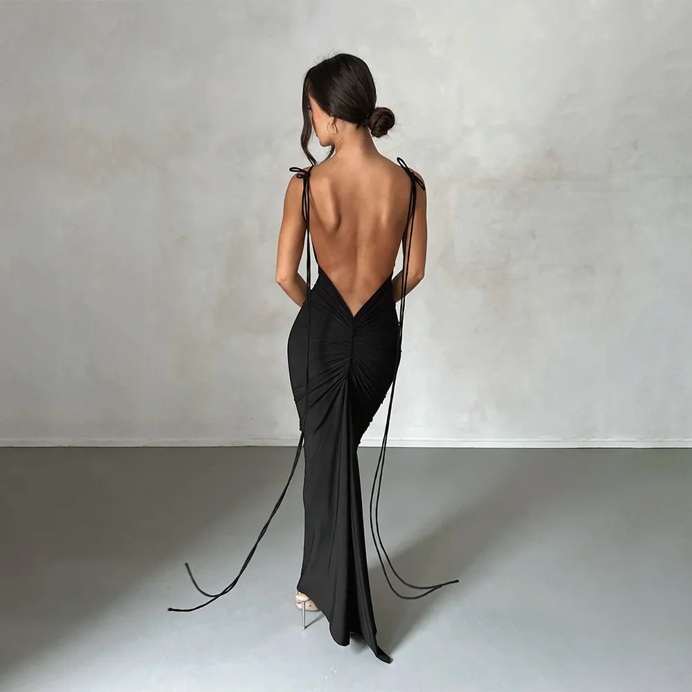 Tamera Spaghetti Strap Backless Maxi Dress