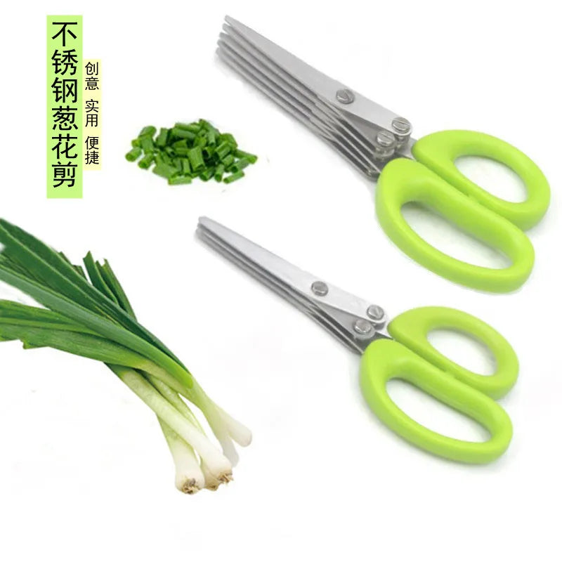 Muti-Layers Kitchen Scissors Stainless Steel Vegetable Cutter Scallion Herb Laver Spices Cooking Tool Cut Kitchen Accessories