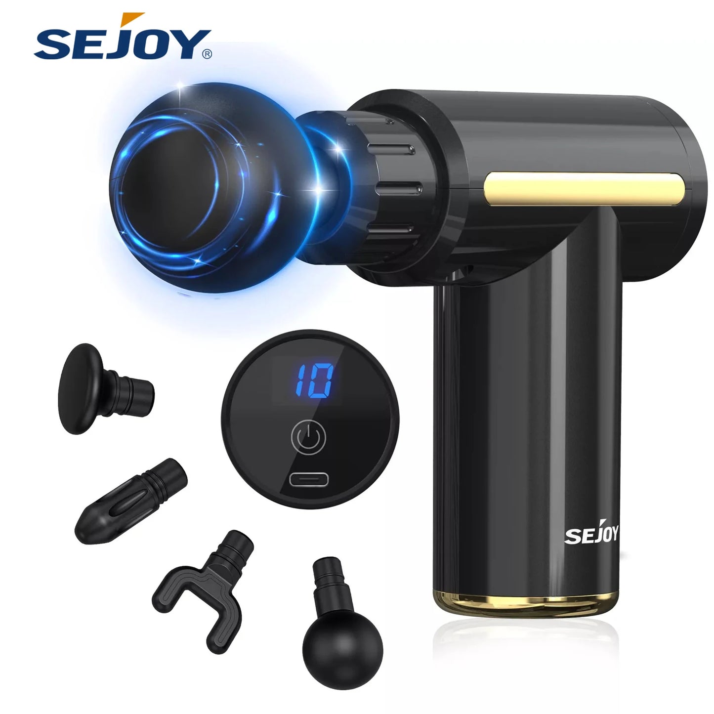 Sejoy Portable Massage Gun for Full Body Relief USB Rechargeable Ideal for Back Neck Muscles Perfect Holiday Gift for Men Women