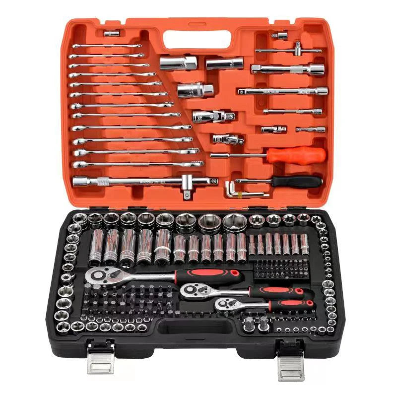 216 Pieces Ratchet Spanner Socket Set Metric 1/2" 1/4" 3/8" Bits Wrench Mechanic Kit For Car Repairing Tools with Carry Case