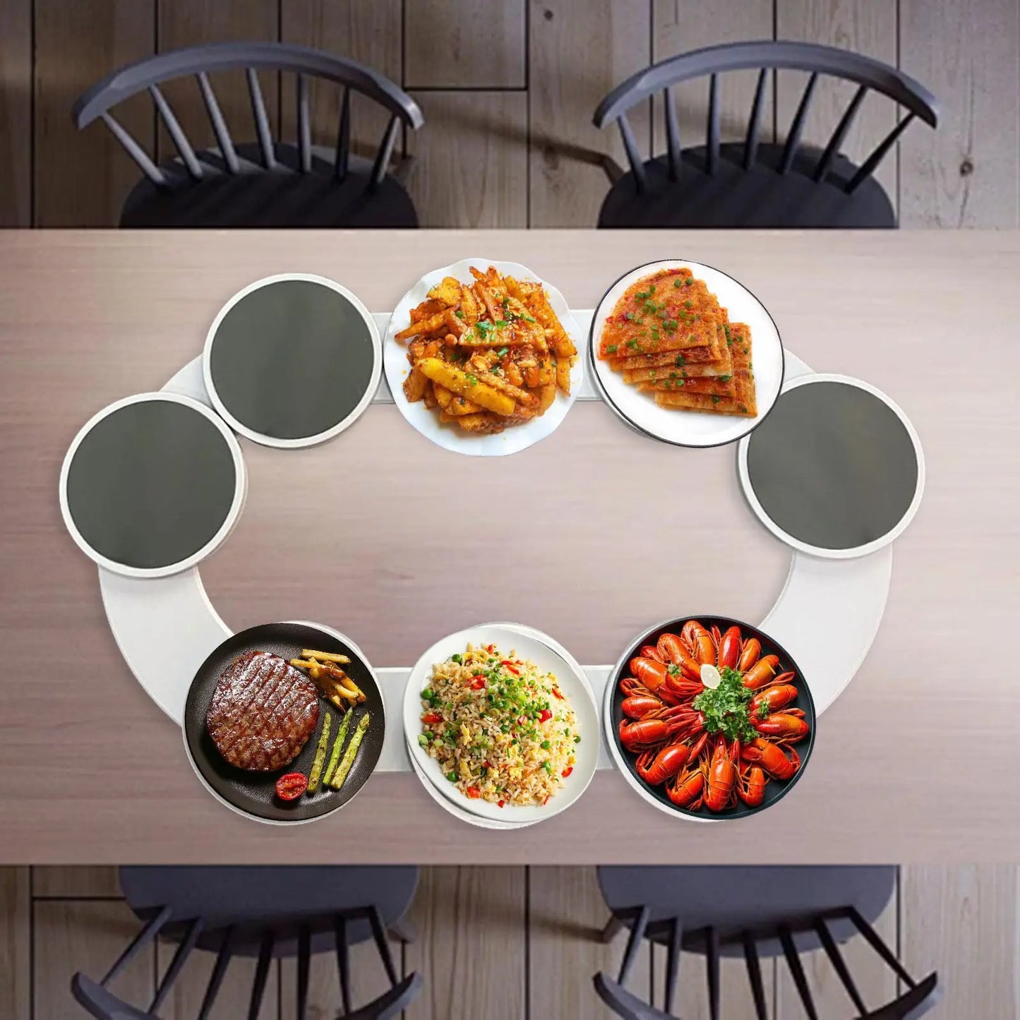 Rotating Dining Table Tray Food Serving Lazy Susan Tray Rotating Meal Tray Food Serving Turntable for Home Restaurant Kitchen