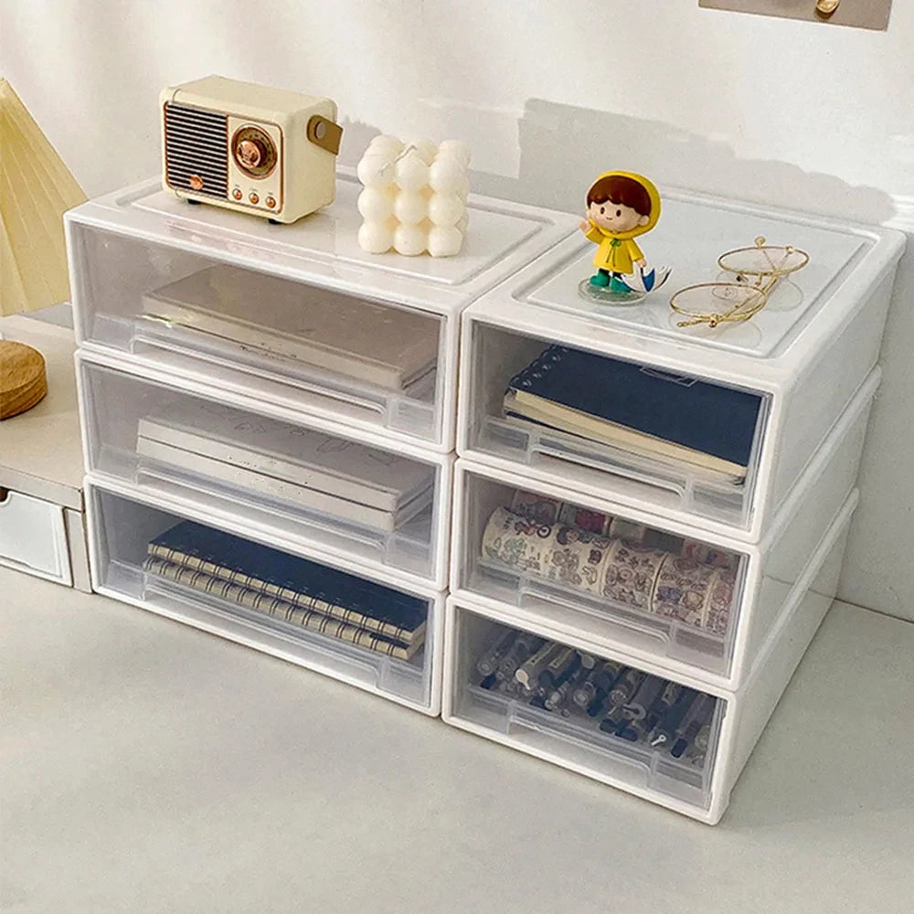 Desktop Storage Box Drawer Style Kitchen Storage Box Single-Layer Stackable Makeup And Jewelry Sorting Box