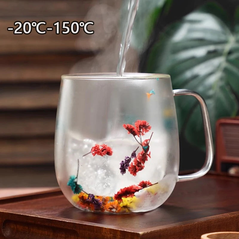 YWDL 180/250/350/400ml Double Wall Glass Cup Tea Cups Coffee Mugs With Handle Party Milk Juice Drinkware Festival Gift