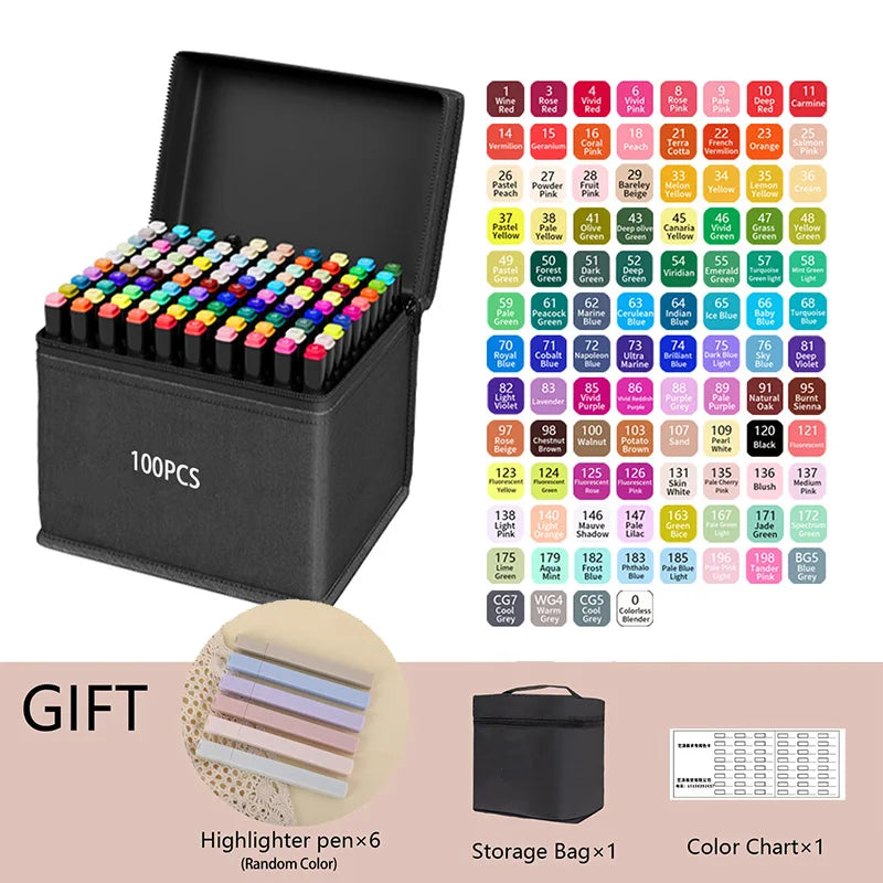 24/36/48/60/80/120/168/262 Colors Dual Tip Permanent Art Sketch Markers for Illustration