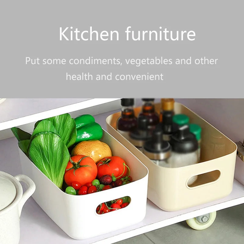 Desktop plastic cosmetic storage box Bathroom kitchen storage basket S-L Dormitory miscellaneous storage box 1 Pcs