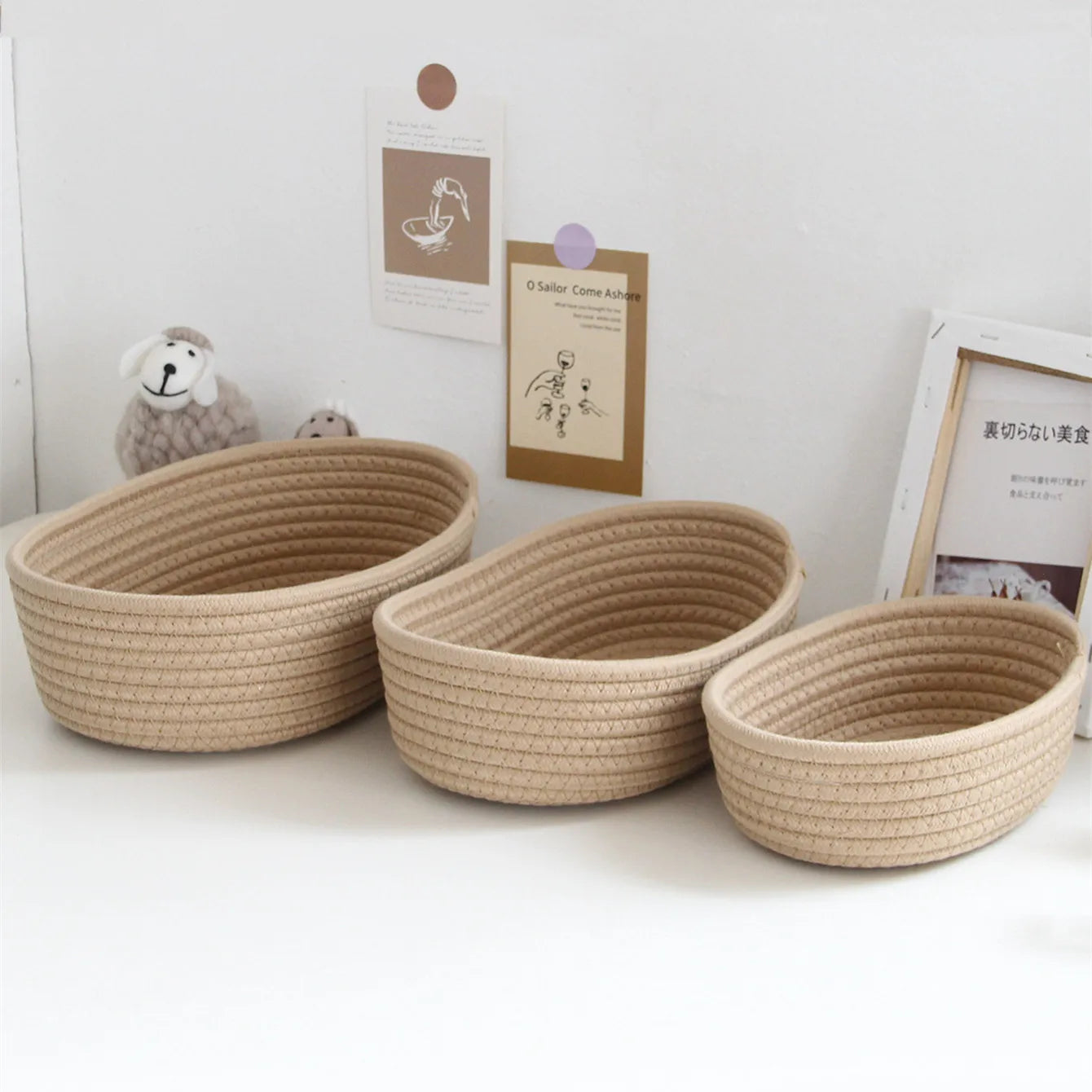 Woven Storage Baskets Multifunctional Desktop Sundries Cosmetics Kids Toys Organizer Box Desk Stationery Space Saving Cases