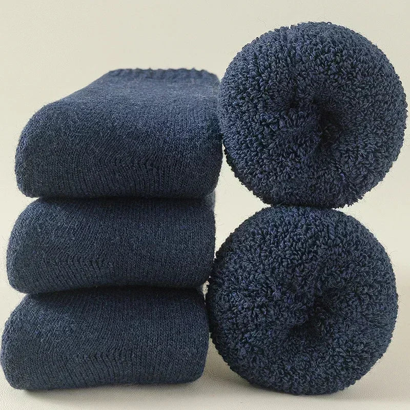 3 Pairs Wool Solid Winter Snow Christmas Gift Thermal Cashmere Marino Thickened Fleece Terry Loop socks