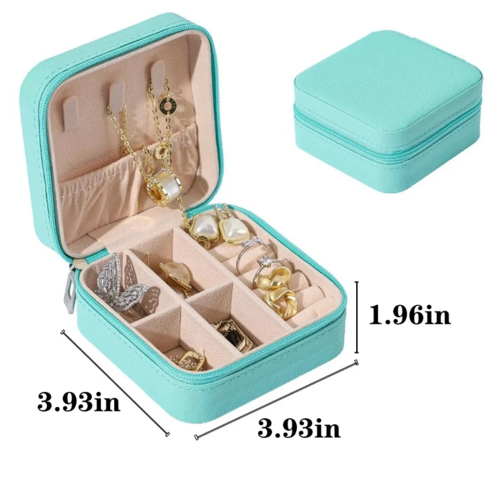 Mini Jewelry Storage Box Portable Home Travel Earrings Necklace Storage Case for Women Ring Organizer PU Leather Display Case