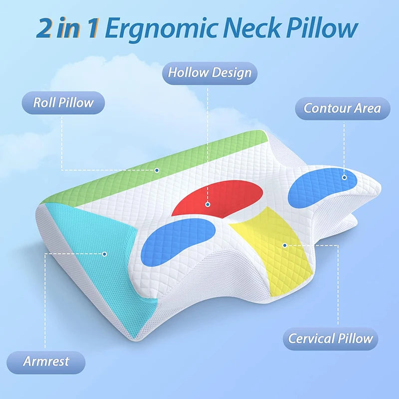 2 in 1 Ergonomic Pillow for Neck Pain