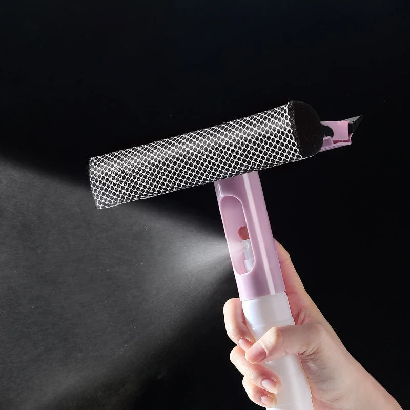 3 In 1 Window Cleaning Brush Glass Wiper for Bathroom Mirror Window With Spray Double-sided Window Cleaner Squeegee Wiper