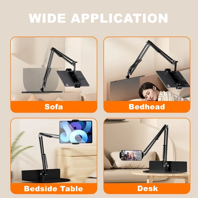 Adjustable Long Arm Metal Phone Holder 360° Multi-angle Adjust Extension Support Tablet Phone Desktop