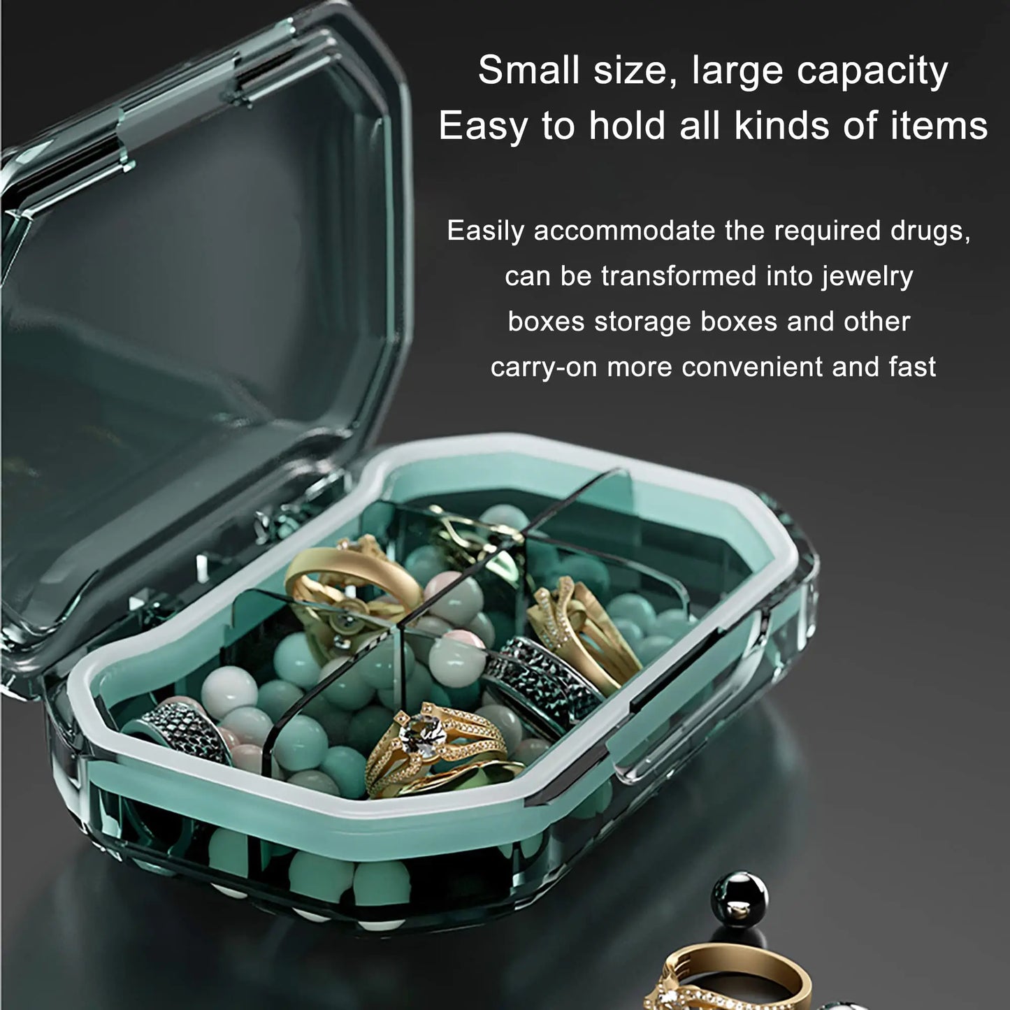 Pill Organizer Portable Travel Storage Box Mini Vitamin Pill Case Container for Purse and Pocket Tiny Clear Medicine Holder