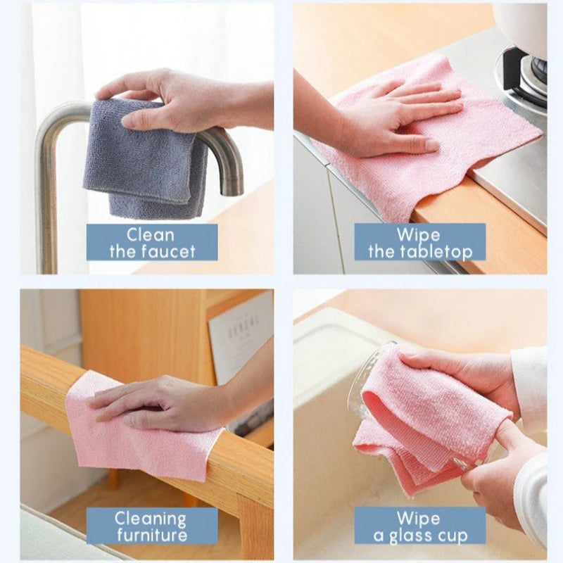 Reusable Cleaning Wipe Household Kitchen Cloth Microfiber Towel Rolls Dish Rags Wash Paper Towel Replacement 1 Roll of 20 Sheets