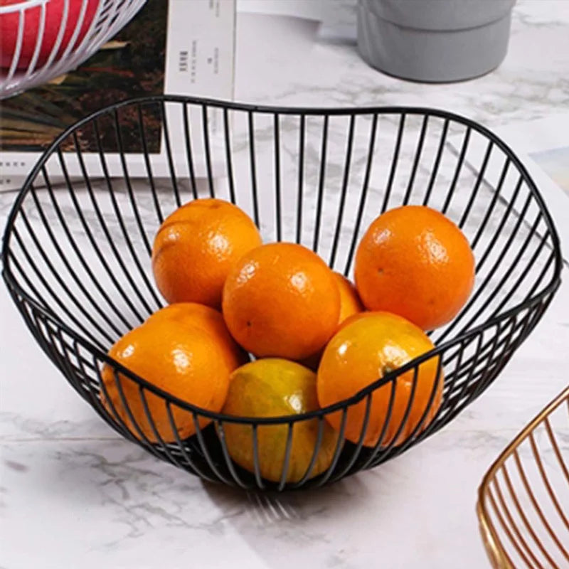 Fruit Durable Metal Wire Bowl Nordic Style Iron Home Snac Bread Dining Table Indoor Cosmetic Storage Basket