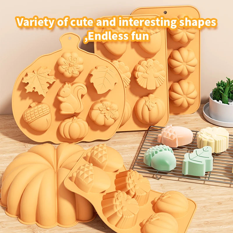 Pumpkin Silicone Baking Molds Harvest Halloween Pumpkin Chocolate Cake Fondant Pastry Mould Candle Soap Molds Home Kitchen Tools