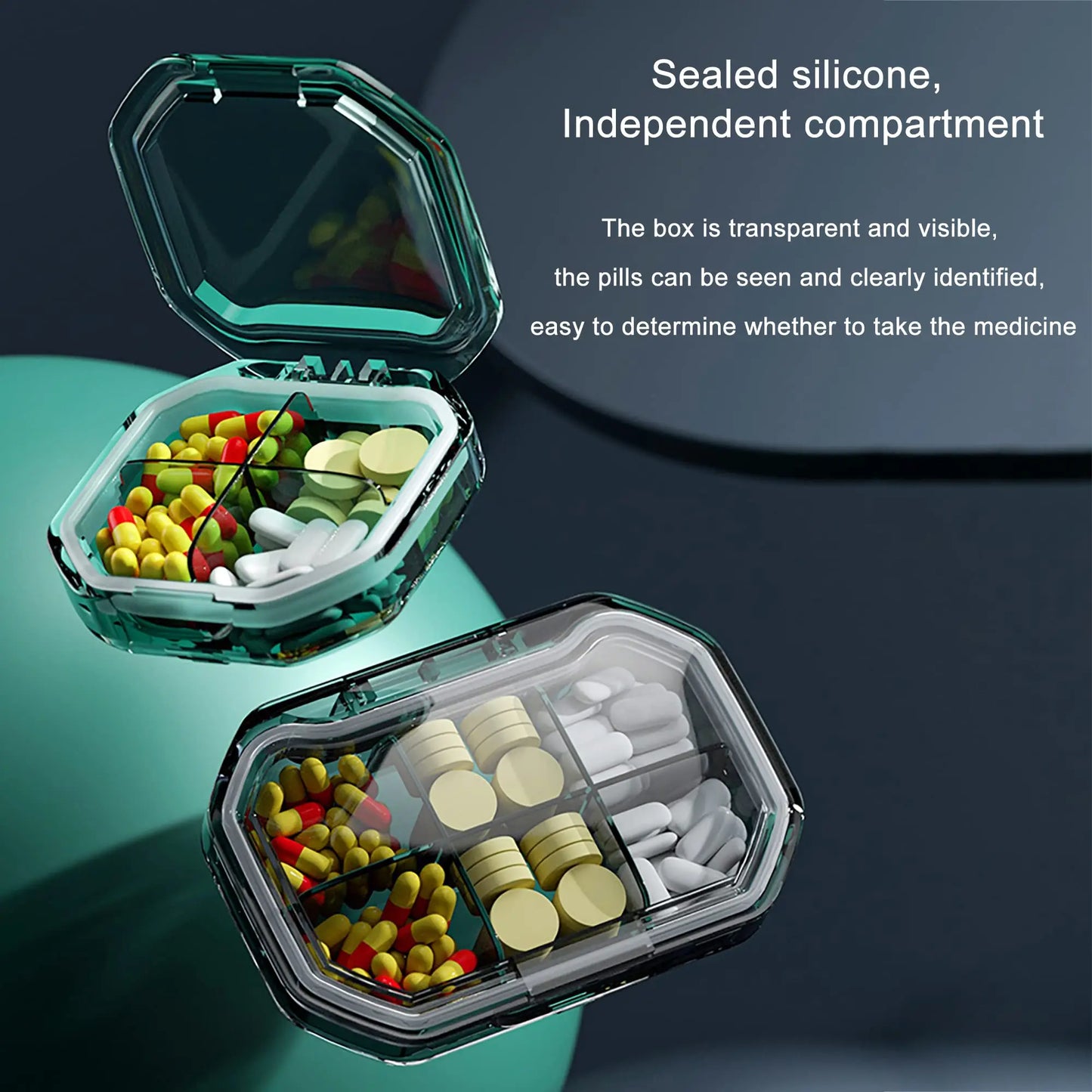 Pill Organizer Portable Travel Storage Box Mini Vitamin Pill Case Container for Purse and Pocket Tiny Clear Medicine Holder