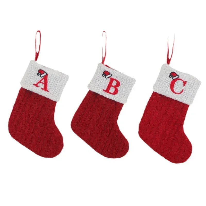 Christmas Alphabet Knitting Socks Christmas Tree Ornaments Christmas Decorations For Home 2024 Noel New Year 2025 Xmas Gift2