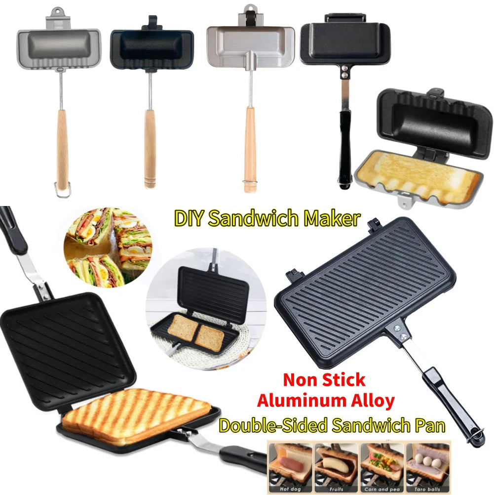 Breakfast Machine Sandwich Machine Non Stick Aluminum Alloy Hot Dog Toaster Bread Toast Waffle Pancake Baking Barbecue Oven Mold