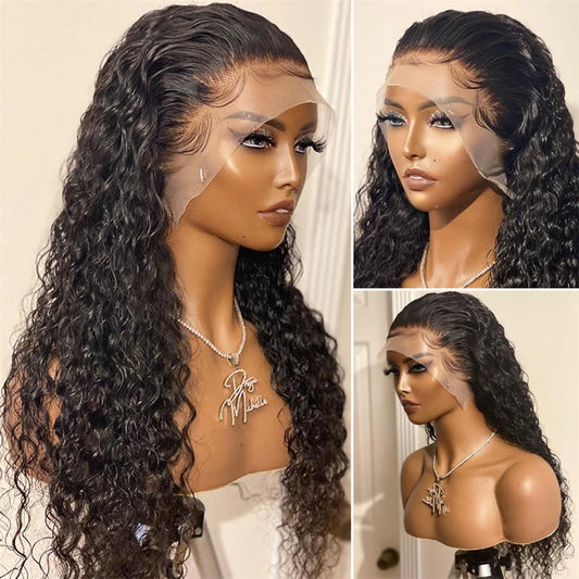 Soft 26"Long Black Preplucked 180Density Glueless Kinky Curly 13*4*1 Lace Front Wig For Black Women BabyHair Daily Synthetic Wig