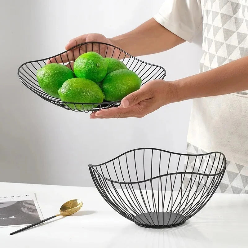 Fruit Durable Metal Wire Bowl Nordic Style Iron Home Snac Bread Dining Table Indoor Cosmetic Storage Basket