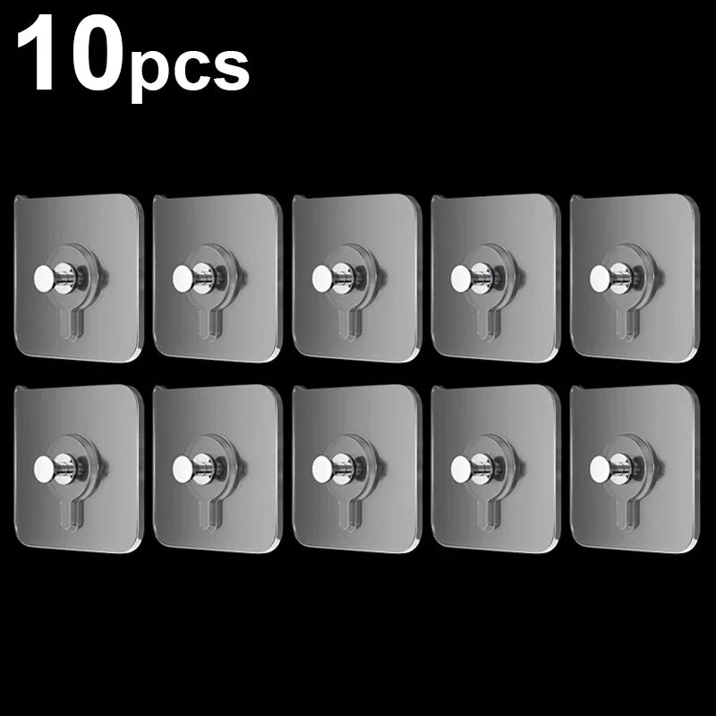 50/10pcs Self-adhesive Wall Hooks for Photo Frame Clock Strong Adhesive Transparent Nails Wall Hook Hangers Hanging Nail Holders