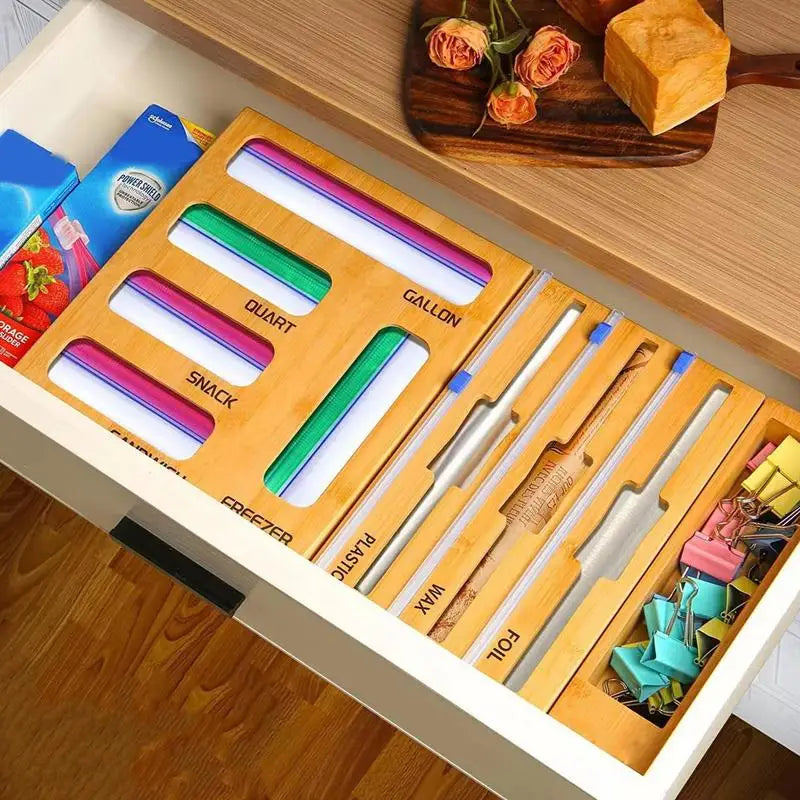 Foil Organizer for Drawer Cling Wrap Aluminum Foil Dispenser Wrap Organizer for Aluminum Foil Organization and Storage Kitchen