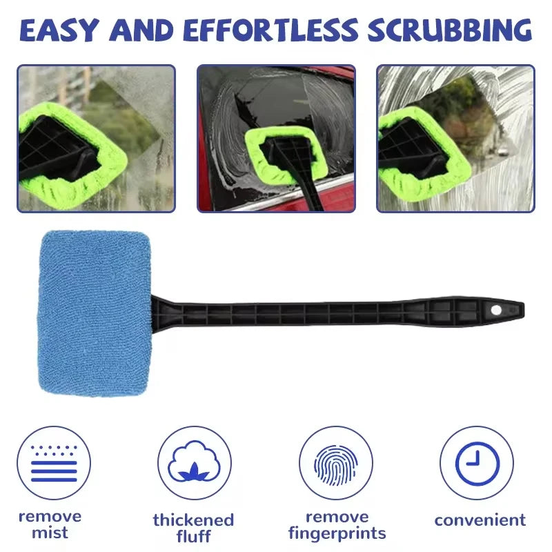 Car Window Cleaner Brush Auto Interior Glass Wash Wiper Multi Functional Household Glass Cleaning Brush  Reusable Cloth Pad