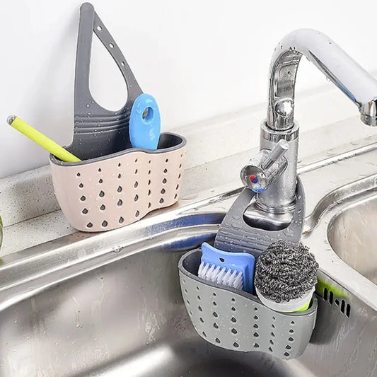 Home Storage Drain Basket Kitchen Sink Holder Adjustable Soap Sponge Shlf Hanging Drain Basket Bag Kitchen Accessories