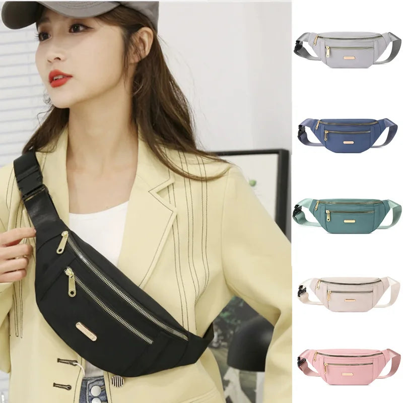 Waist Bags for Women Oxford Leisure Color Waist Bag Shoulder Crossbody Chest Bags Handbags All-match Messenger Belt Bags