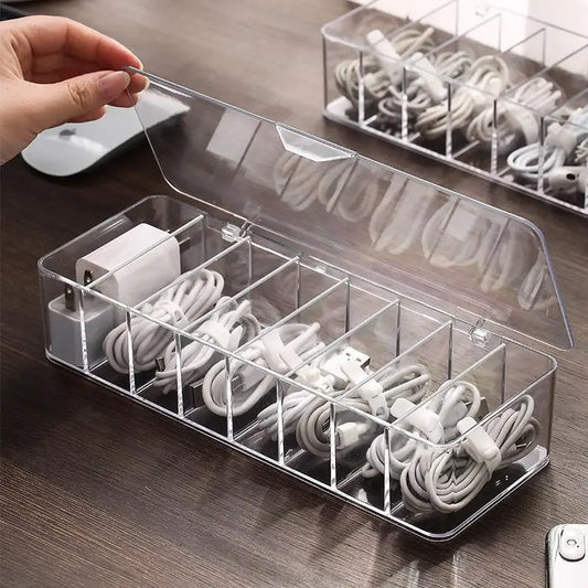 Dustproof Organizer Cable Box Hub Organizer Box Desktop Data Cable Organizer Box Mobile Phone Charging Cable Power Cable Buckle