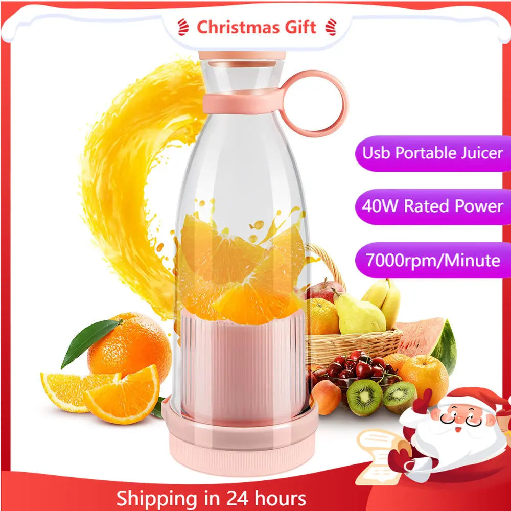 Rechargeable Mixers Fresh Fruit Juicers Blue/Pink Usb Portable Juice Bottle Mini Fast Electric Blender Smoothie Ice Maker