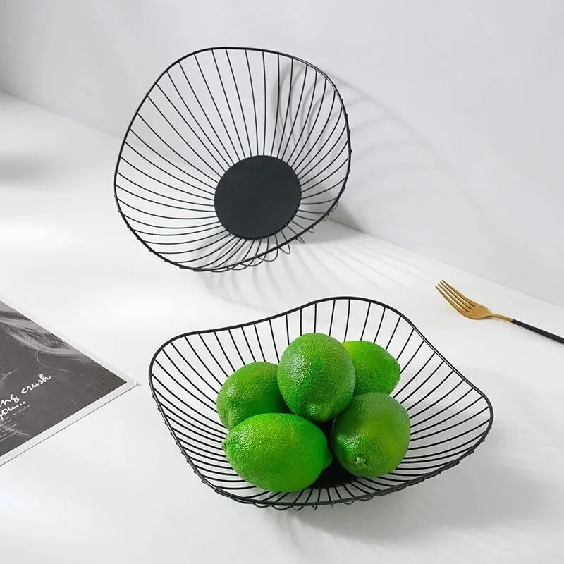 Fruit Durable Metal Wire Bowl Nordic Style Iron Home Snac Bread Dining Table Indoor Cosmetic Storage Basket