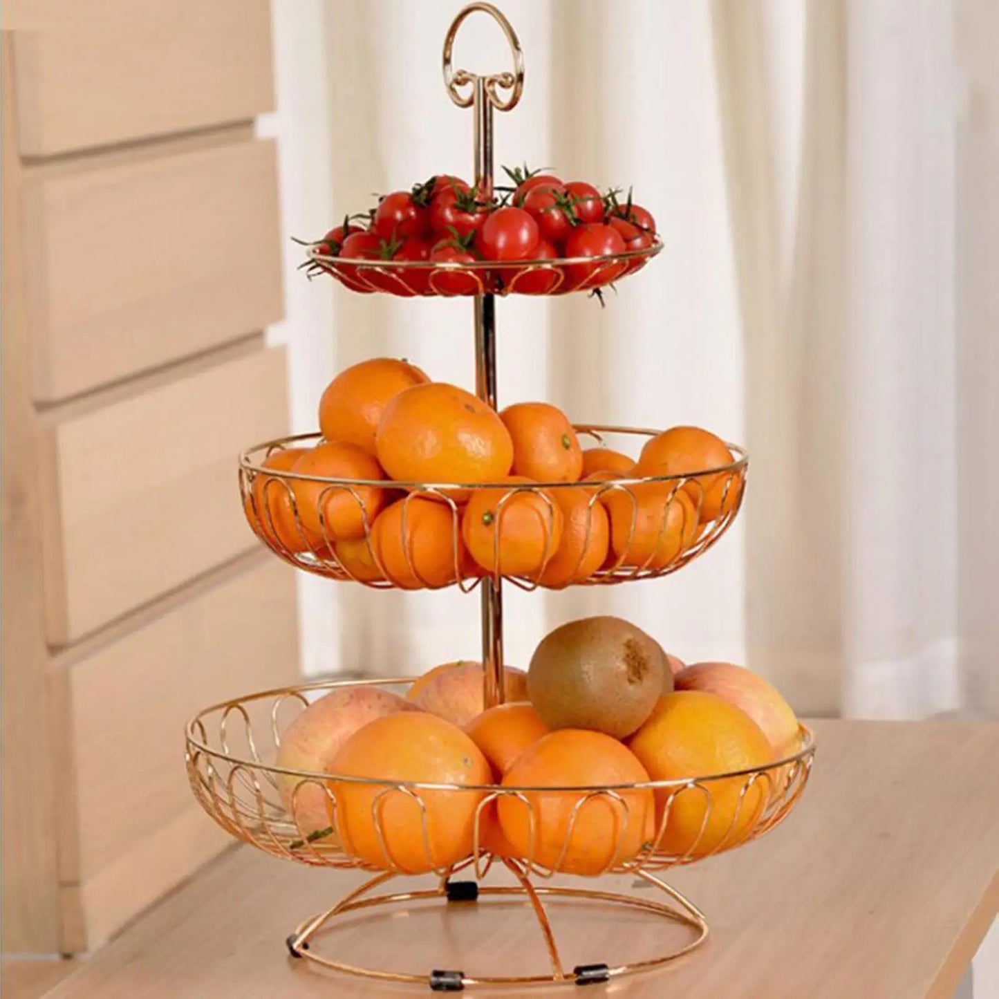 Metal Wire 3 Layer Storage Basket Fruit Bowl Detachable Metal Cake Stand Decorative Dessert Holder Organizer