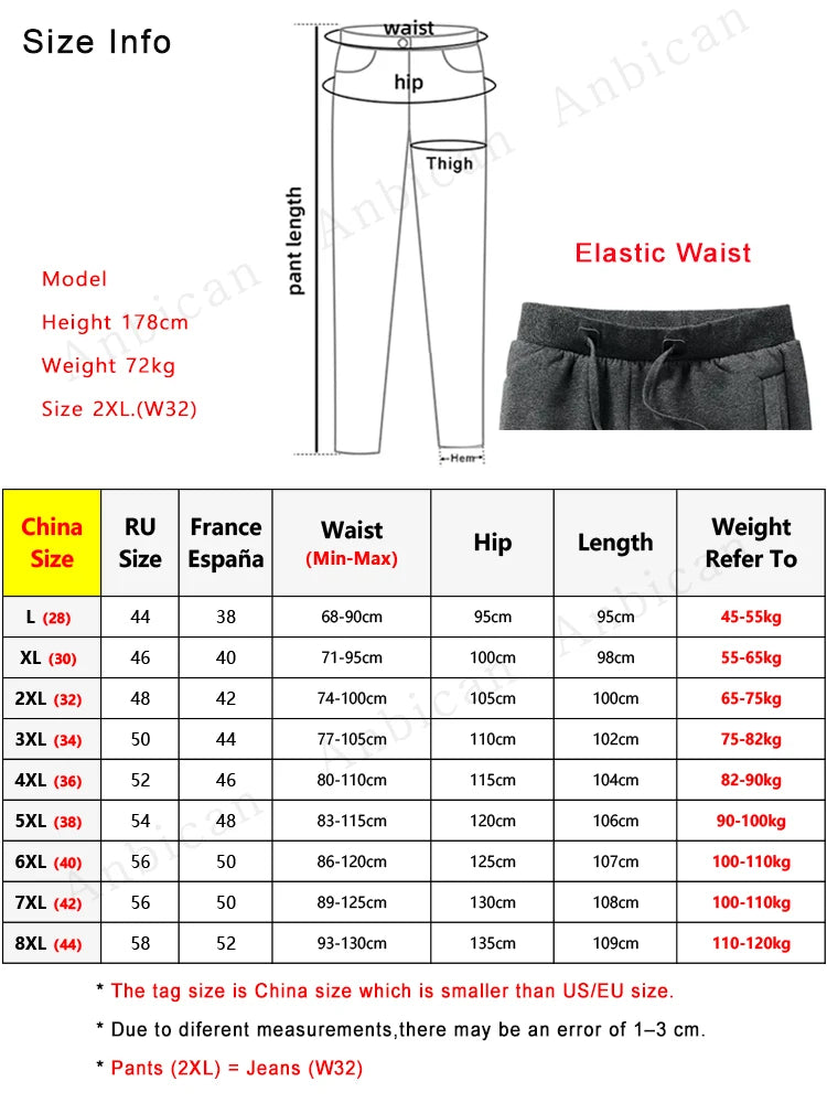 Winter Men's Sweatpants Thick Warm Fleece Joggers Sportswear Zip Pockets Cotton Casual Track Pants Plus Size 6XL 7XL 8XL