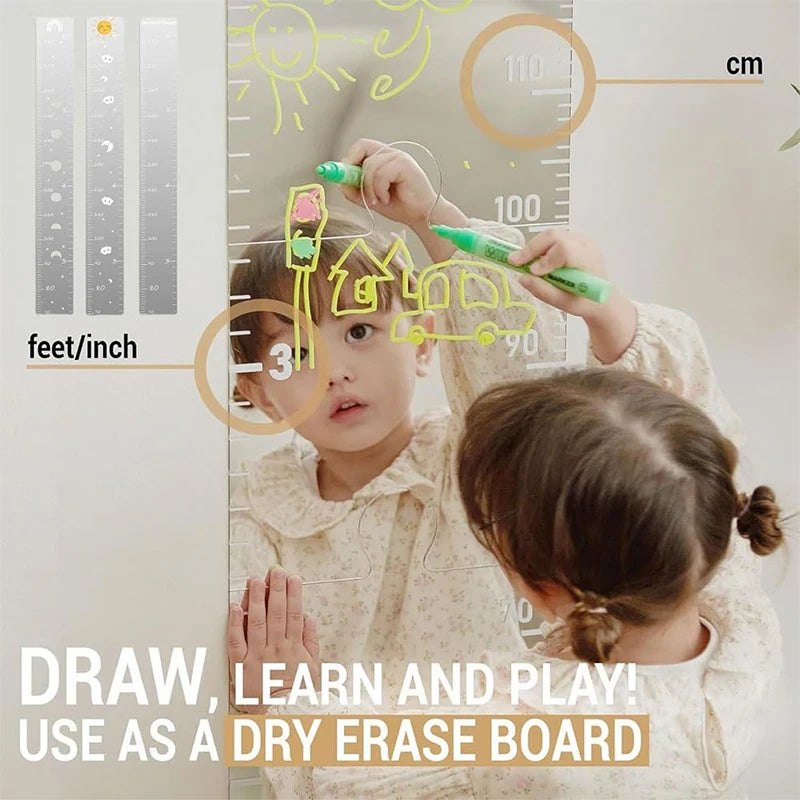 ﻿Puzzle Mirror Growth Chart Ruler Shatterproof Acrylic Height Measurement Mirror Ruler Wall Decoration Full Body Mirror