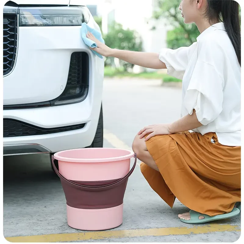 5/10/17L Portable Folding Bucket  Multifunctional Thickened Silicone Bucket for Car Washing and Fishing  Camping Folding Bucket