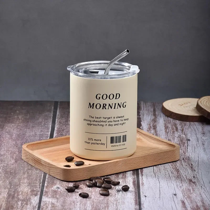 Reusable Coffee Tumbler Cup Double Wall Stainless Steel Vacuum Insulated Travel Coffee Mug with Straw Hot and Cold Mug