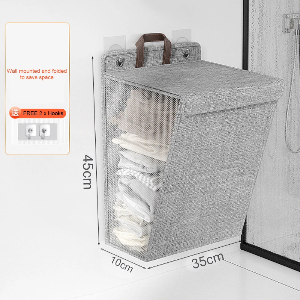 1PC Laundry Bag Organizer Foldable Storage Basket Family Dorm Goodies Dirty Clothes Storage Basket Wall Mounted