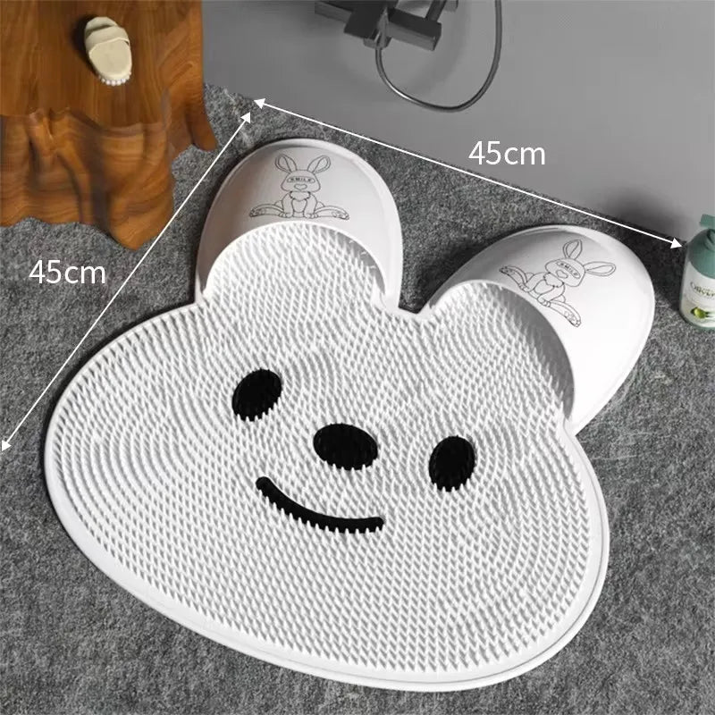 Silicone Rabbit Foot Rubbing Bathroom Anti-slip Mat Back Rubbing Massage Mat Scrubbing Bath Wash Dead Skin Shower Floor Mats