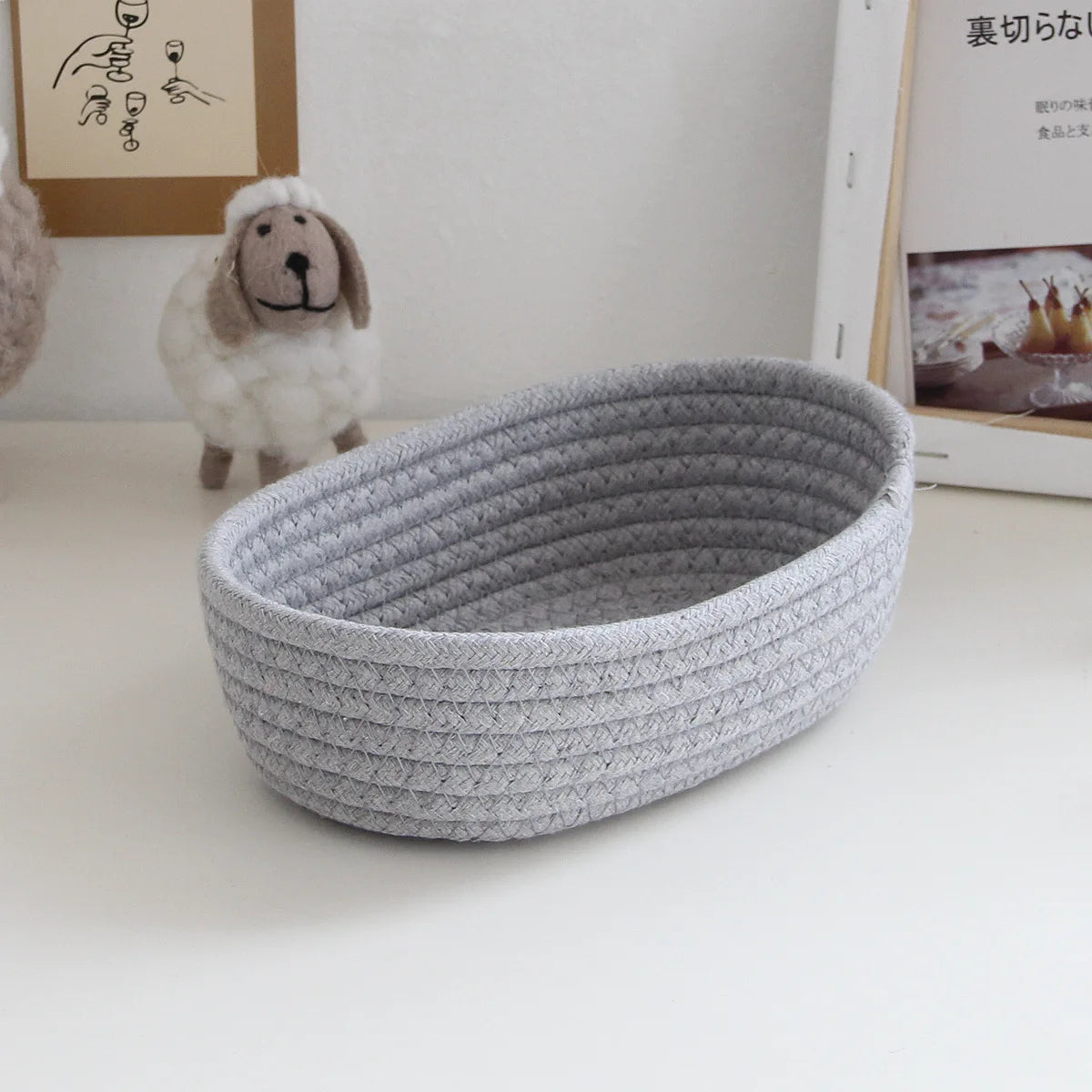 Woven Storage Baskets Multifunctional Desktop Sundries Cosmetics Kids Toys Organizer Box Desk Stationery Space Saving Cases