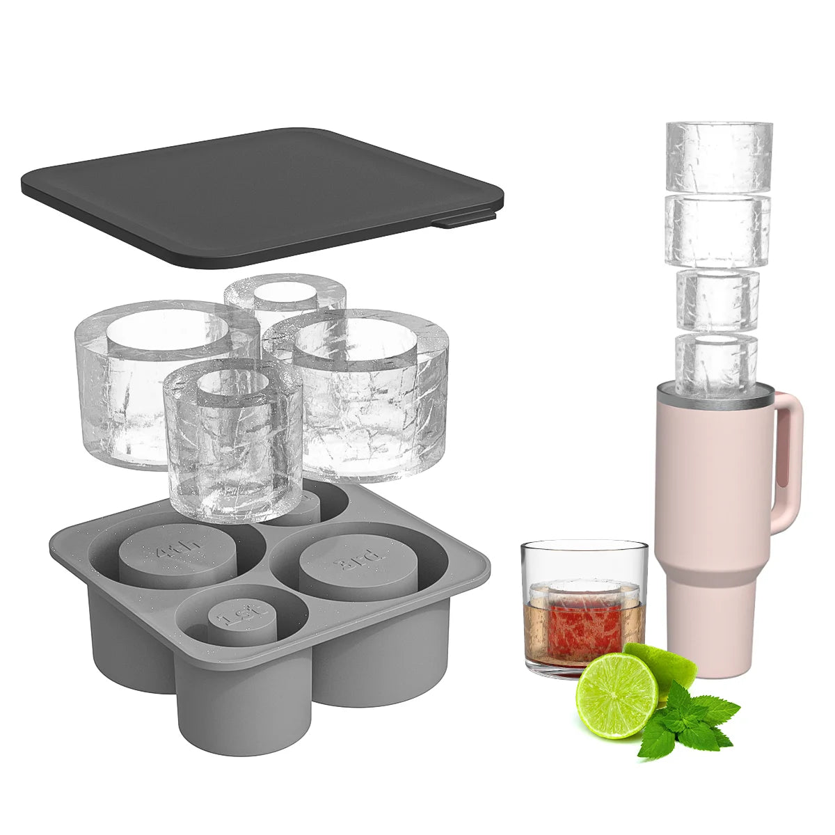 For Stanley Accessories Summer Ice Mould Cube Trays Ice Making Beverage Cup Maker Circle Ice Shape Silicone Mold For Stanley Cup