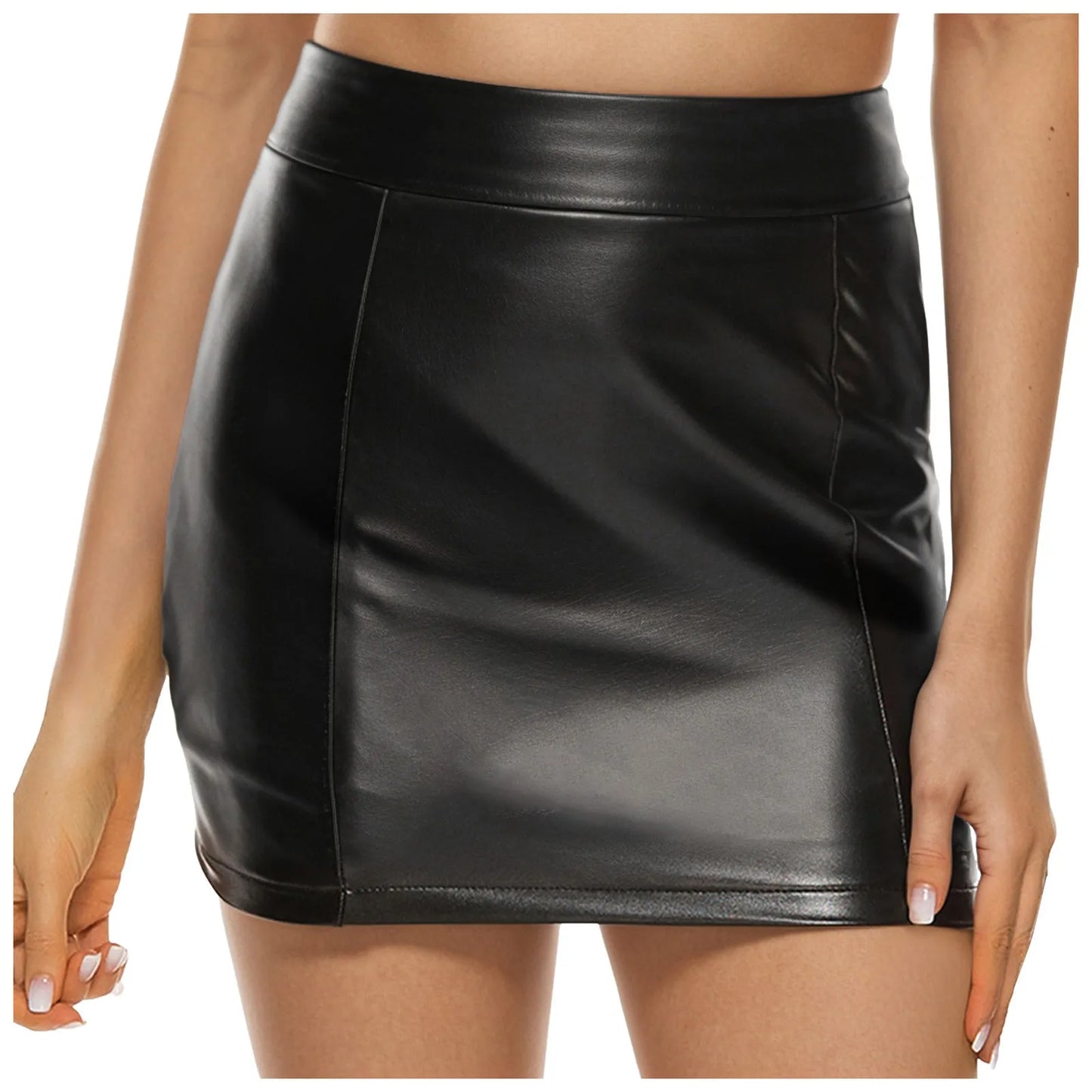 Y2k Skirt With Pockets Zipper Women'S Sexy Solid Leather Elastic Hip Wrap Short Skirts Nightclub Hot Crop Dresses For Women