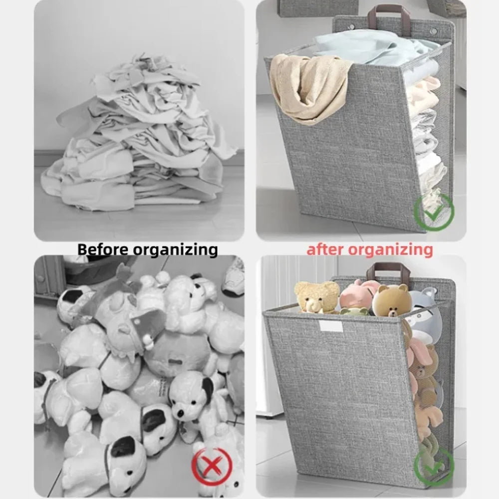 1PC Laundry Bag Organizer Foldable Storage Basket Family Dorm Goodies Dirty Clothes Storage Basket Wall Mounted