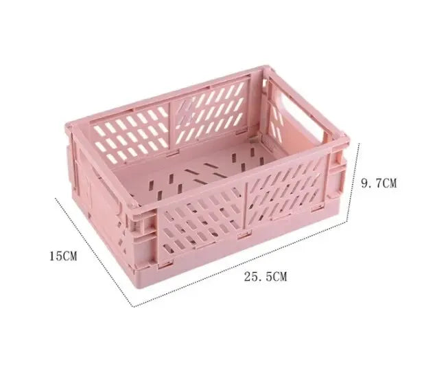 Plastic Foldable Storage Crate Folding Box Basket Stackable Cute Makeup Jewellery Toys Boxes for Storage Box Organizer Portable