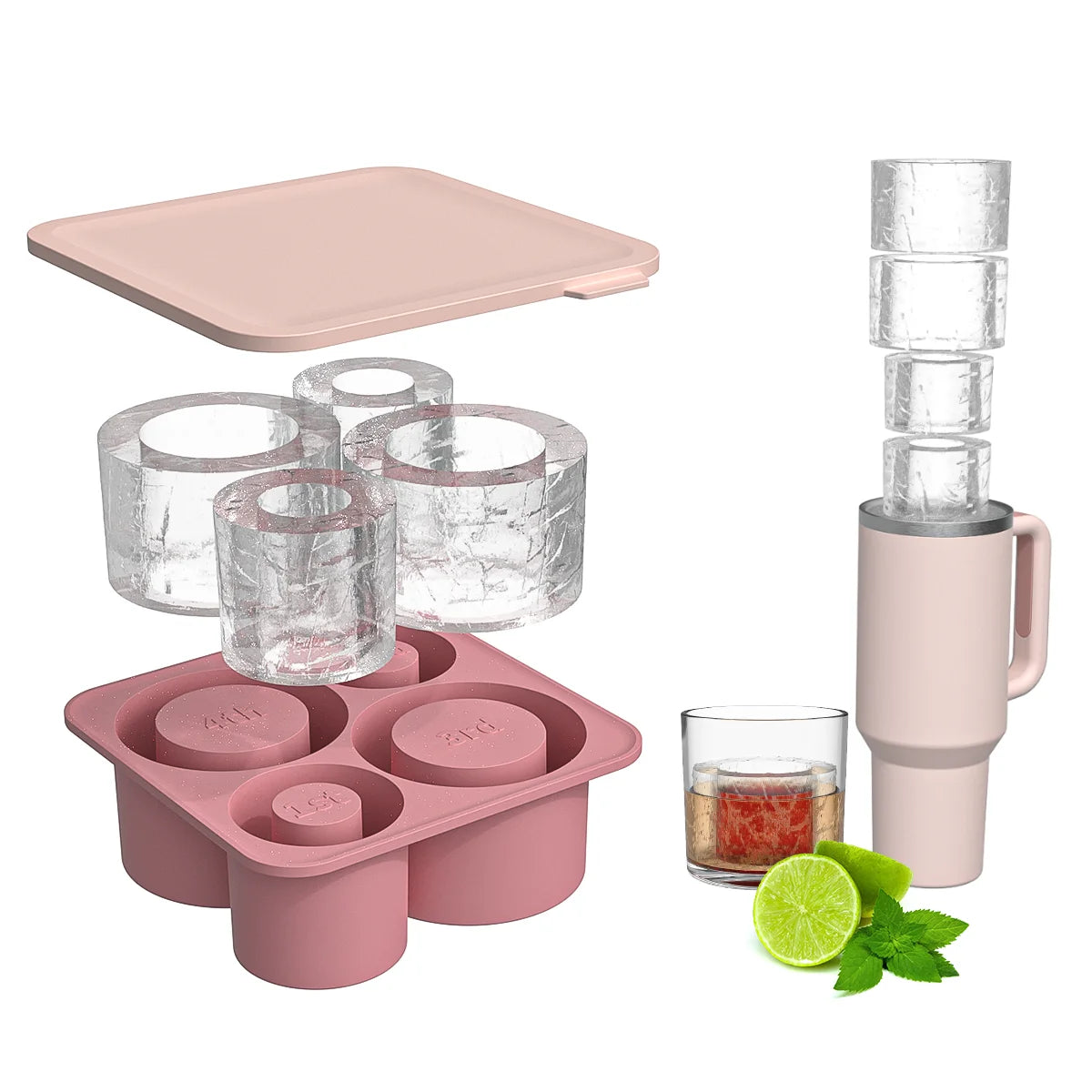 For Stanley Accessories Summer Ice Mould Cube Trays Ice Making Beverage Cup Maker Circle Ice Shape Silicone Mold for Stanley Cup