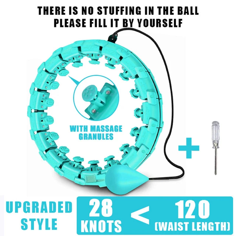 Ultimate Weighted Fitness Hoop: Detachable Knots for Abdomen Weight Loss & Massage - Perfect for Adults & Kids!