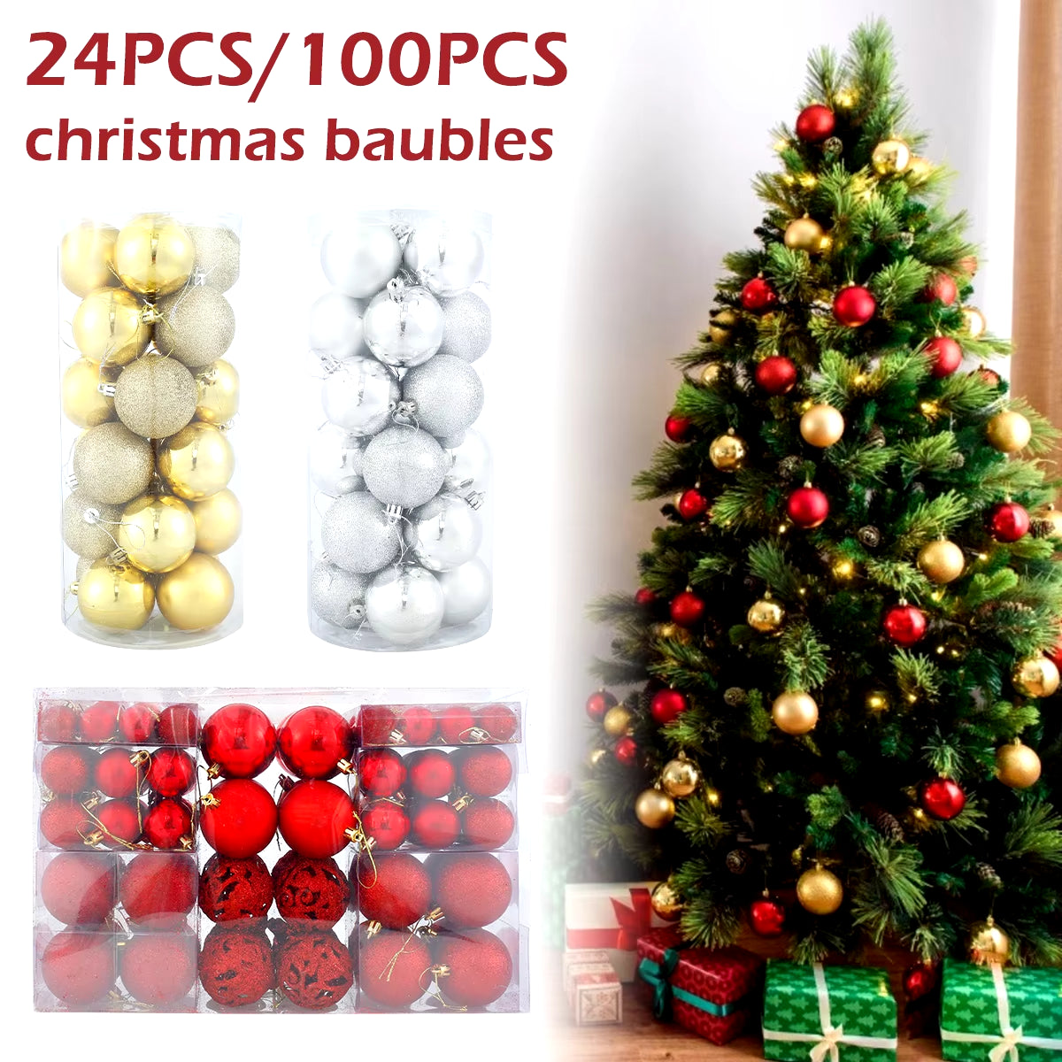 24Pcs Christmas Ball Set 6Cm Christmas Tree Decoration Hanging Ball Christmas Pendant Christmas Tree Pendant Home Garden Decor