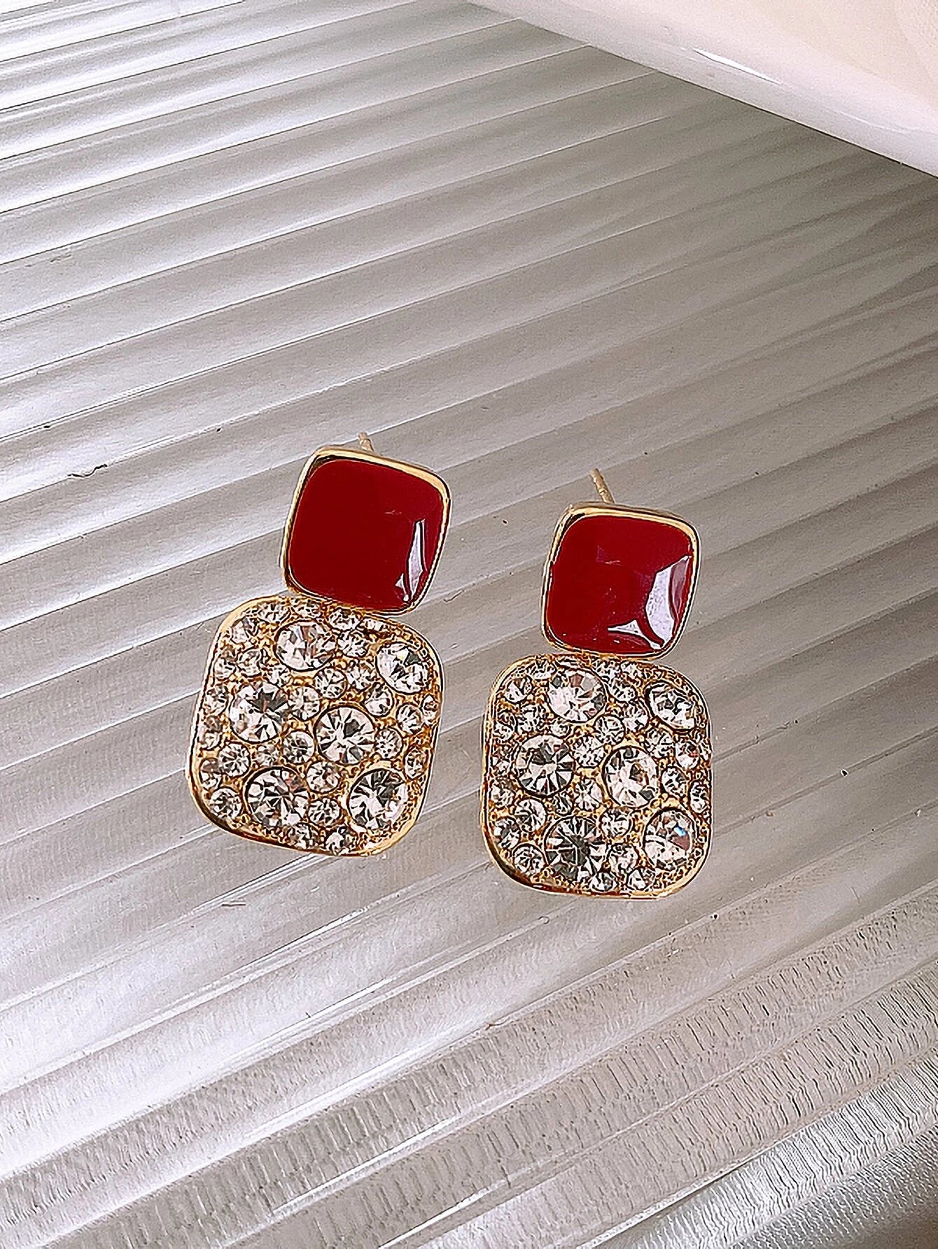 Rhinestone Geo Decor Earrings